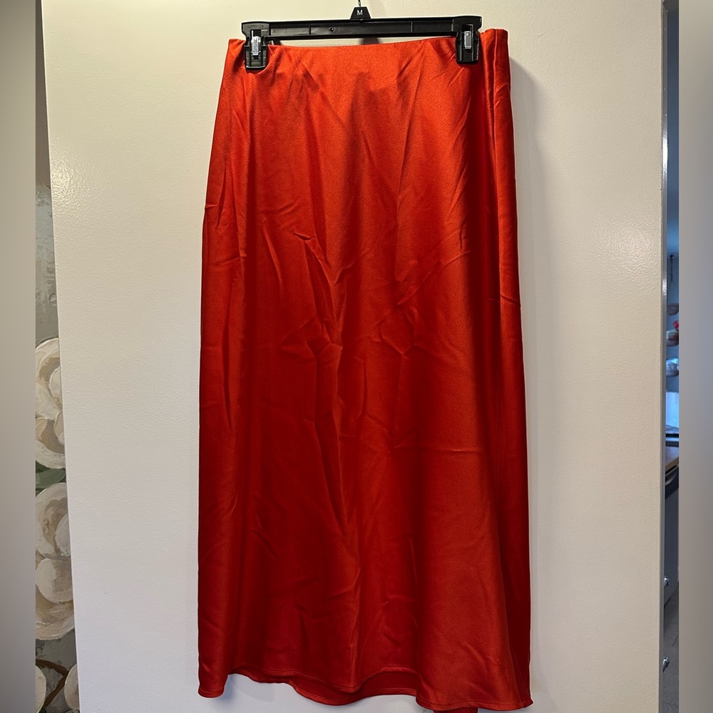 Orange midi skirt